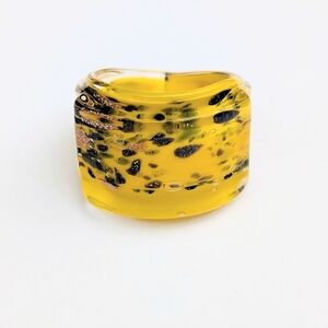 Yellow Colorful Murano Glass Art Ring, 8-8.5